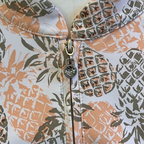 Coral Bay Women’s Golf Pineapple Print Top with cute Diamond Zipper. Size XL - Picture 3 of 9
